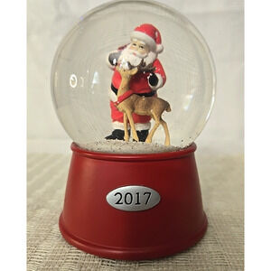 Threshold 2017 Snow Globe Santa w/ Reindeer Musical "Up on the Housetop" Works